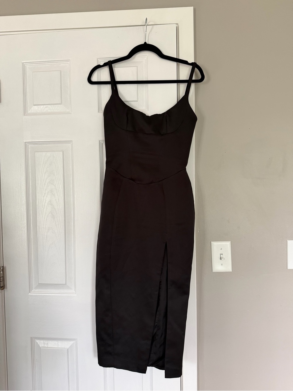 House of CB Black Sexy Bust Midi Satin Dress Date Night Event
